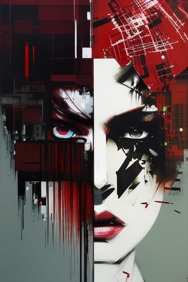 Goddess Portrait with Filigree Ornamental Plants