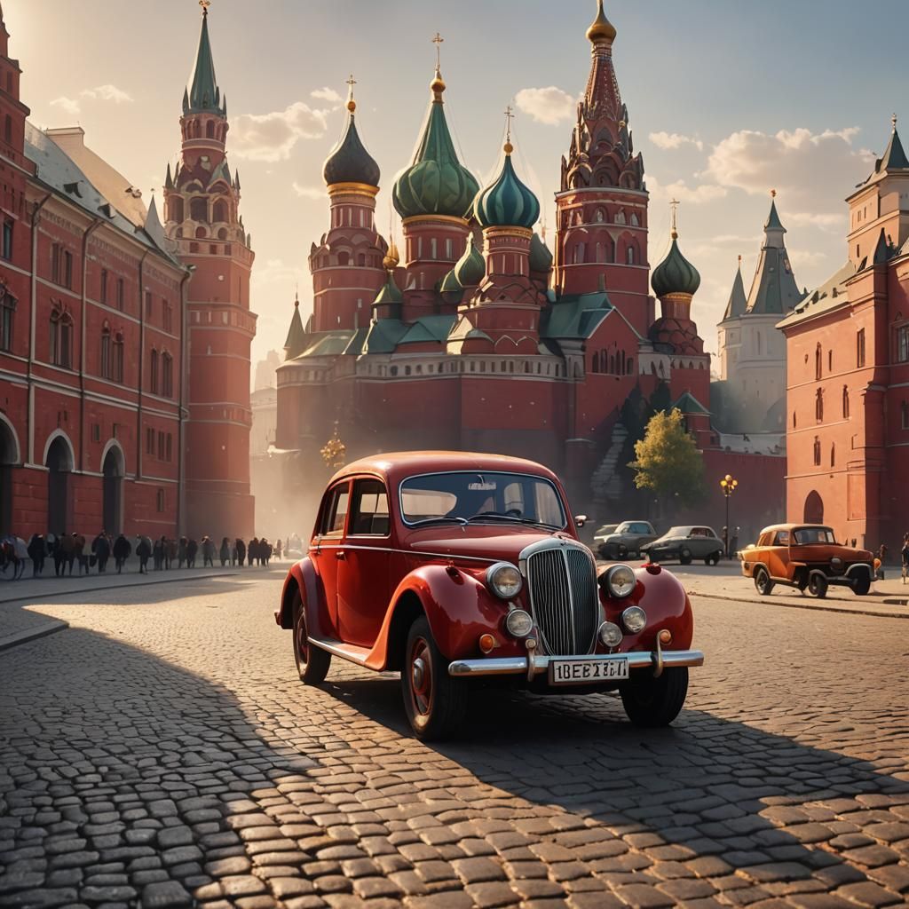 Vintage Car in Red Square: Concept Art