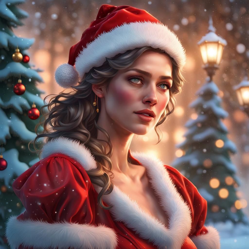 Festive Christmas Portrait in Hyperdetailed Digital Art