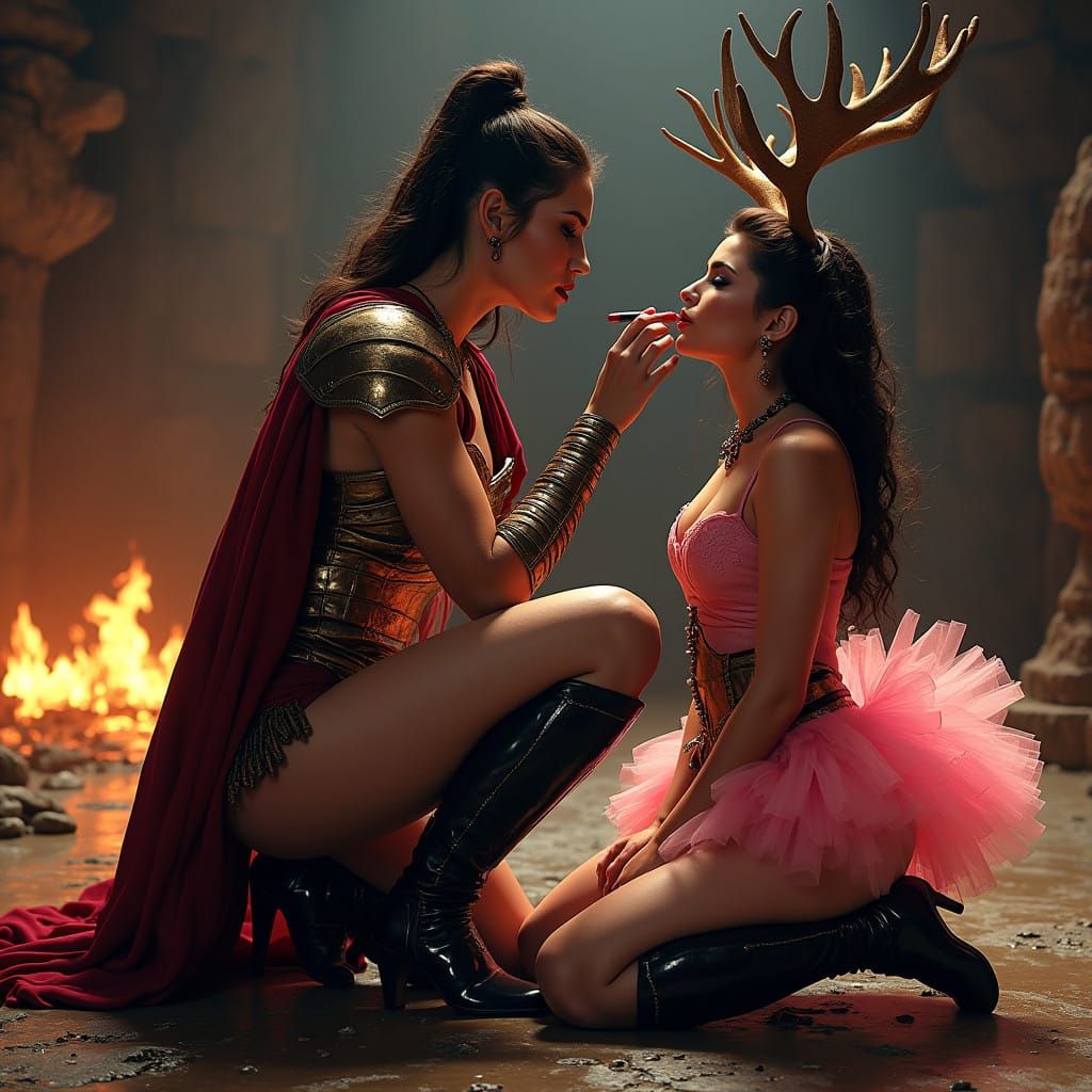 Dominant Mistress in Ancient Roma Gladiator Uniform Applies...