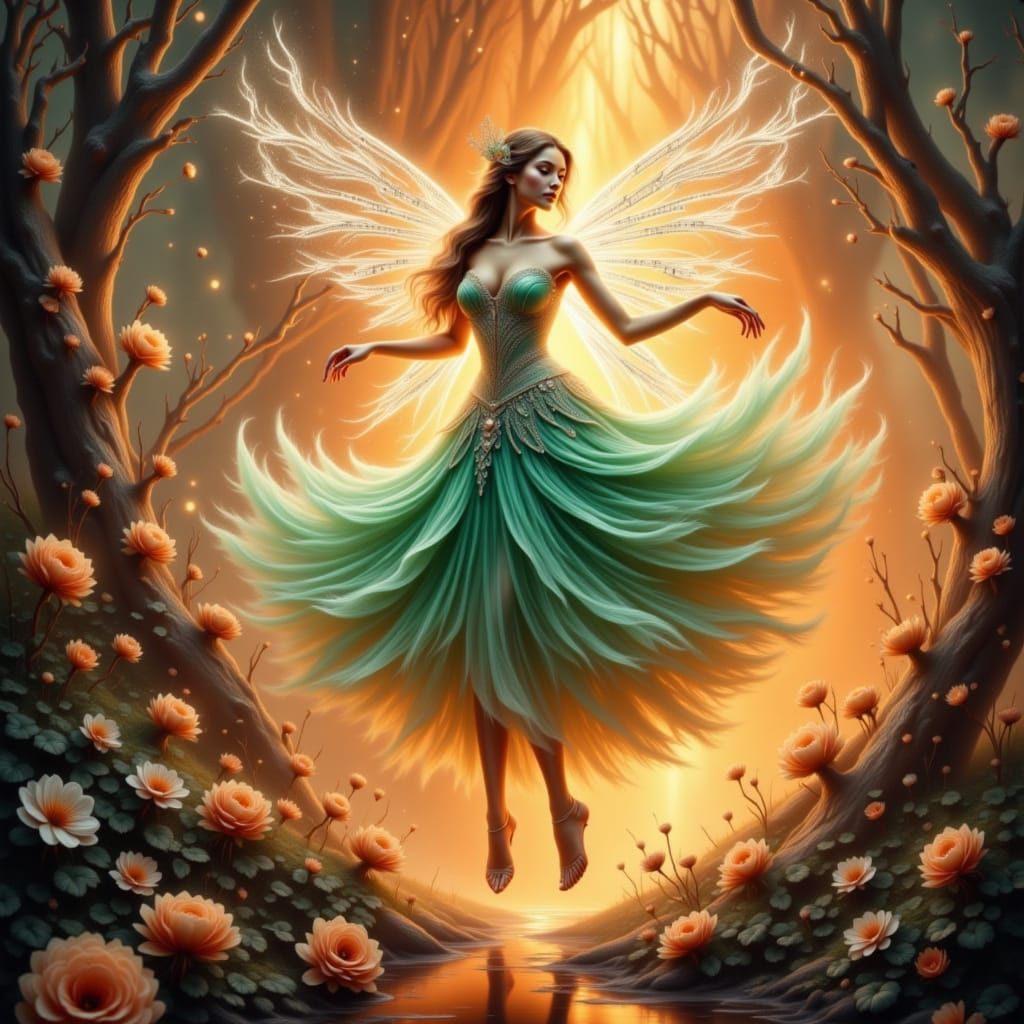 Ethereal Goddess of the Forest in Fractal Fire