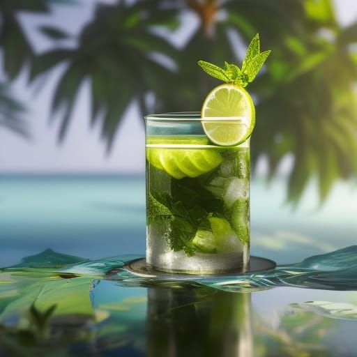 Mojito Cocktail on Tropical Island, Anime Key Visual