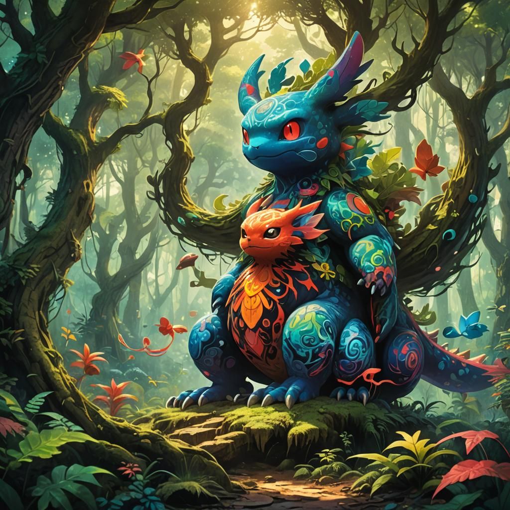 Pokémon in Mystical Forest: Fantasy Concept Art