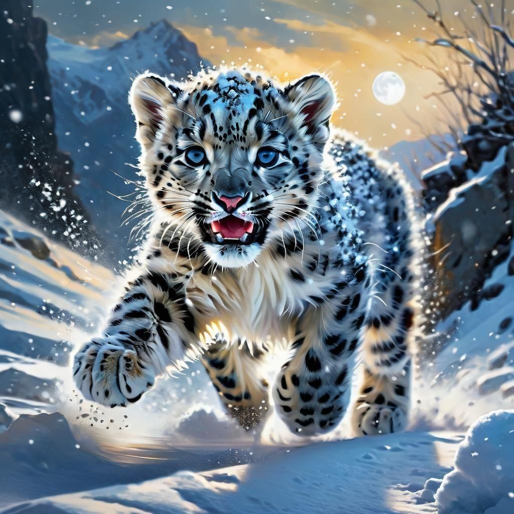 Snow Leopard Cub Portrait