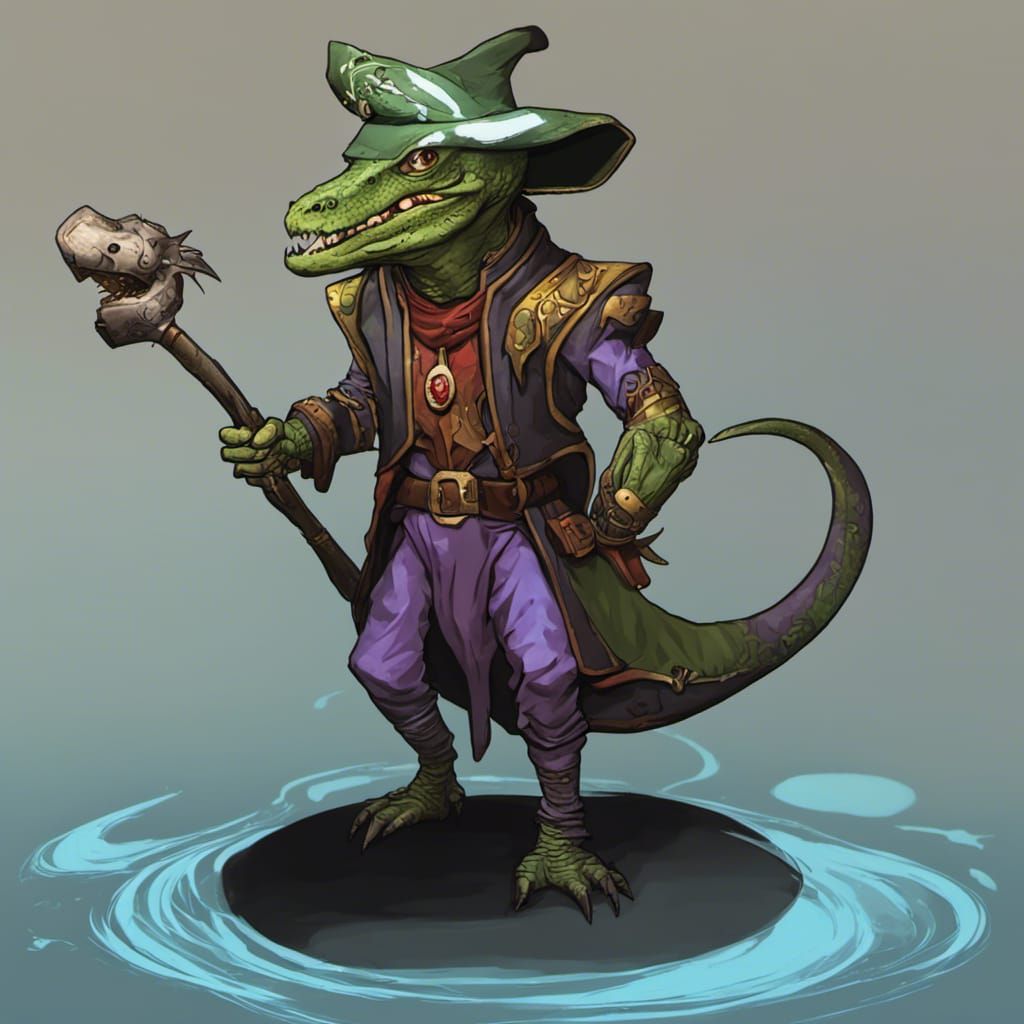 Lizardfolk Warlock with a Hat