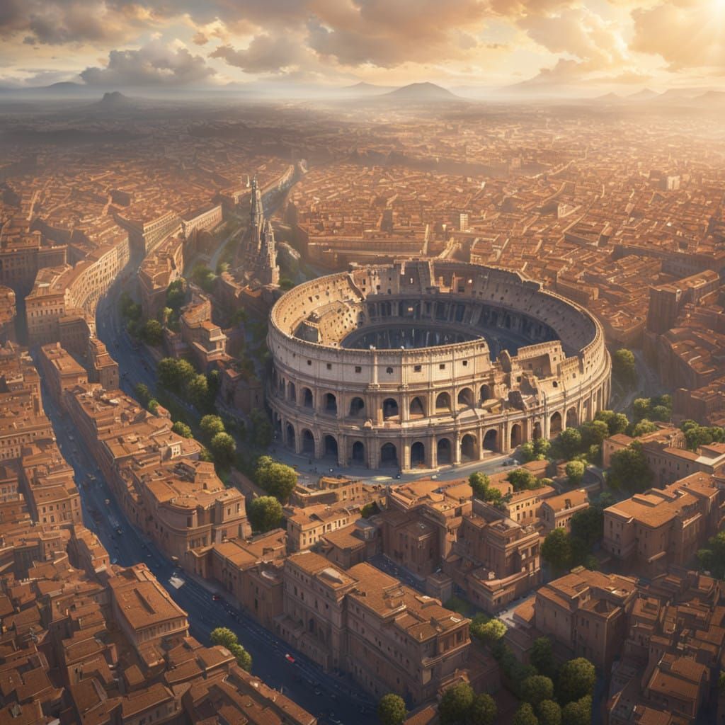 Golden Rome Cityscape at Sunset