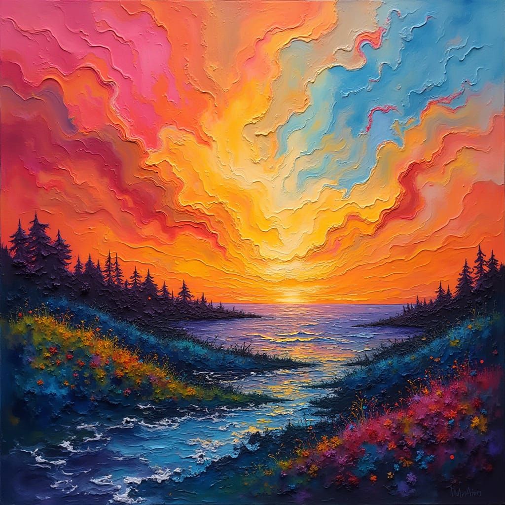 Abstract Landscape in Style of Rothko, Kahlo, Murakami