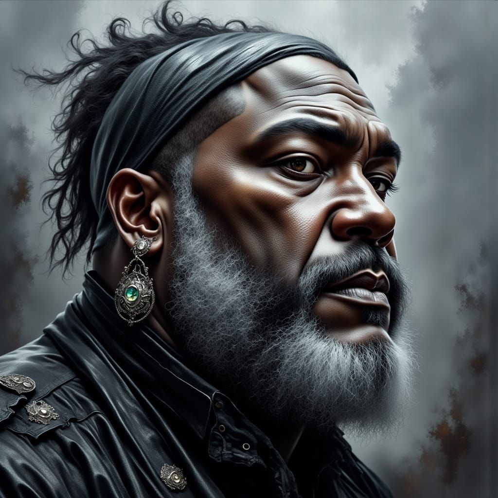 Realistic Metalhead Portrait in Watercolor Style