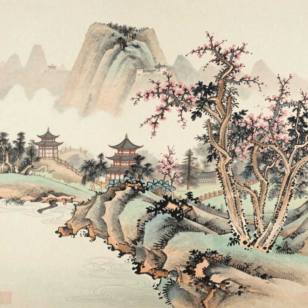Classical Chinese Ink Wash Landscape Painting