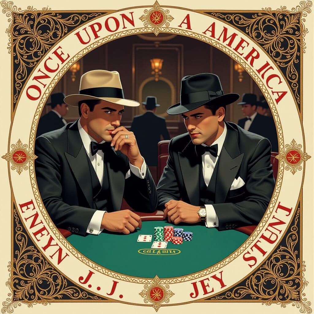 Gangsters in Casino, Leyendecker Illustration Style