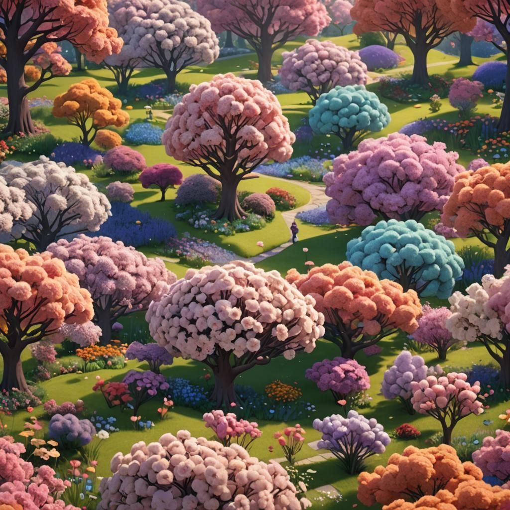 Blooming Garden in Second Universe, 3D Digital Art
