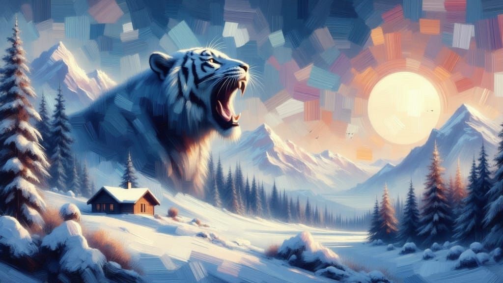 Tiger Mountain Landscape in Dramatic Moonlight