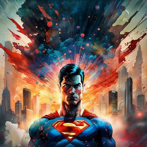 Double Exposure Superman Digital Illustration