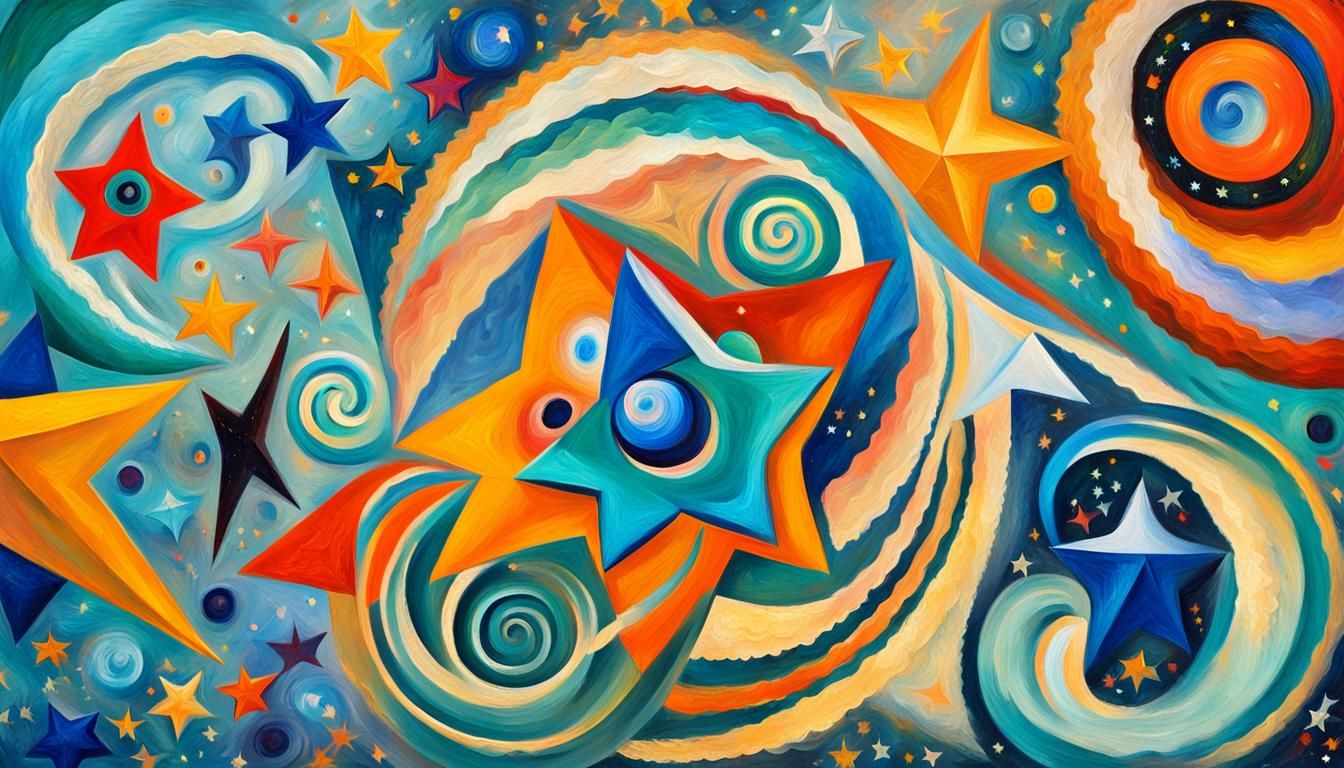 Cosmic Stars in Impasto Oil Paint Style