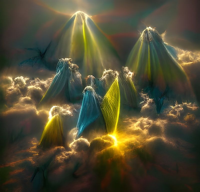 Angels Ascending to Heaven: Digital Illustration