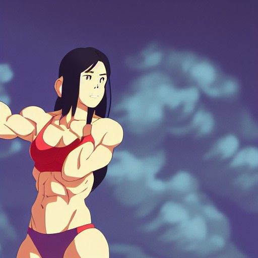 Anime Style Female Bodybuilder Key Visual