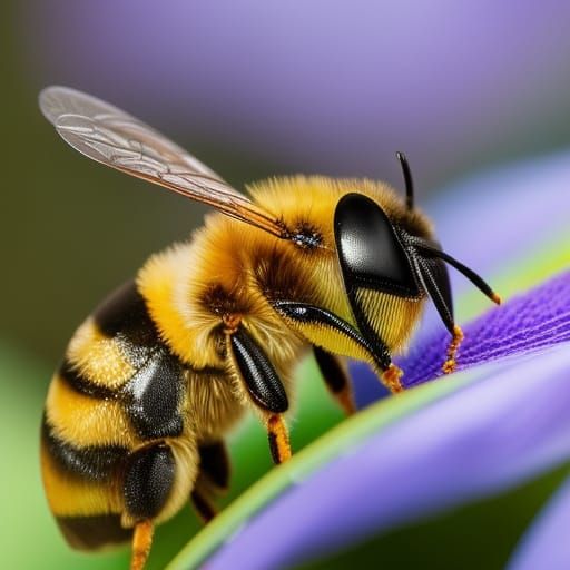 Microscopic Bee on Carnivorous Plant: Detailed Image