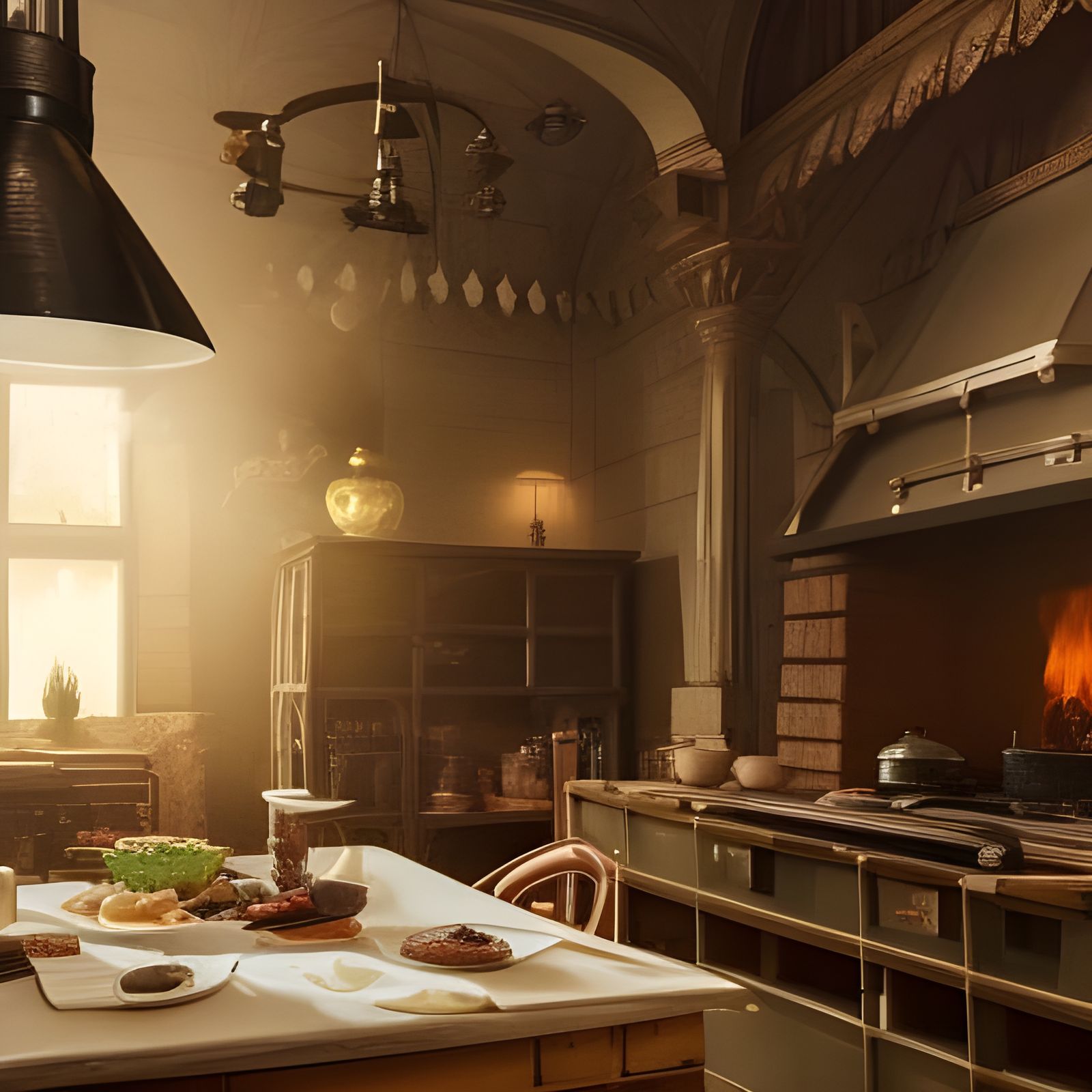 Breakfast by Cook Stove: Digital Matte Painting