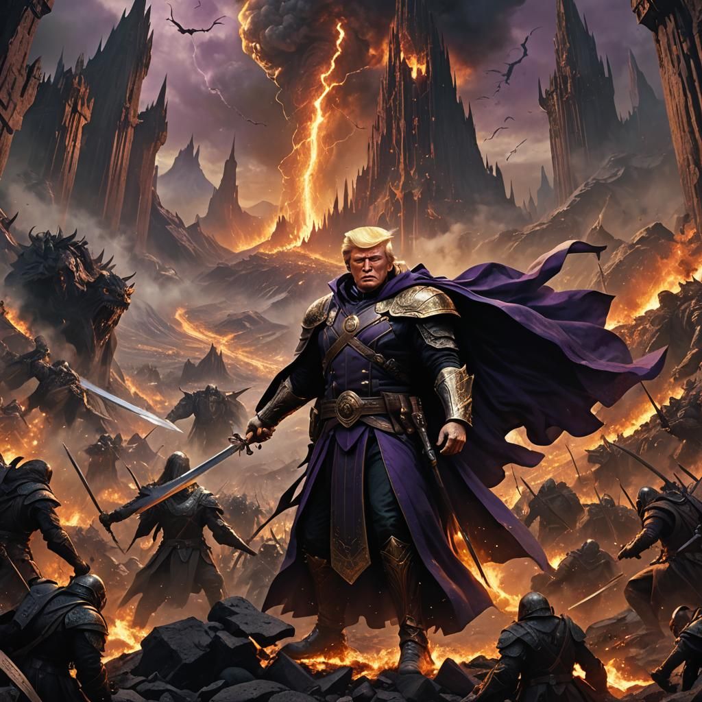 Trump Battles Mordor: Dark Fantasy Concept Art