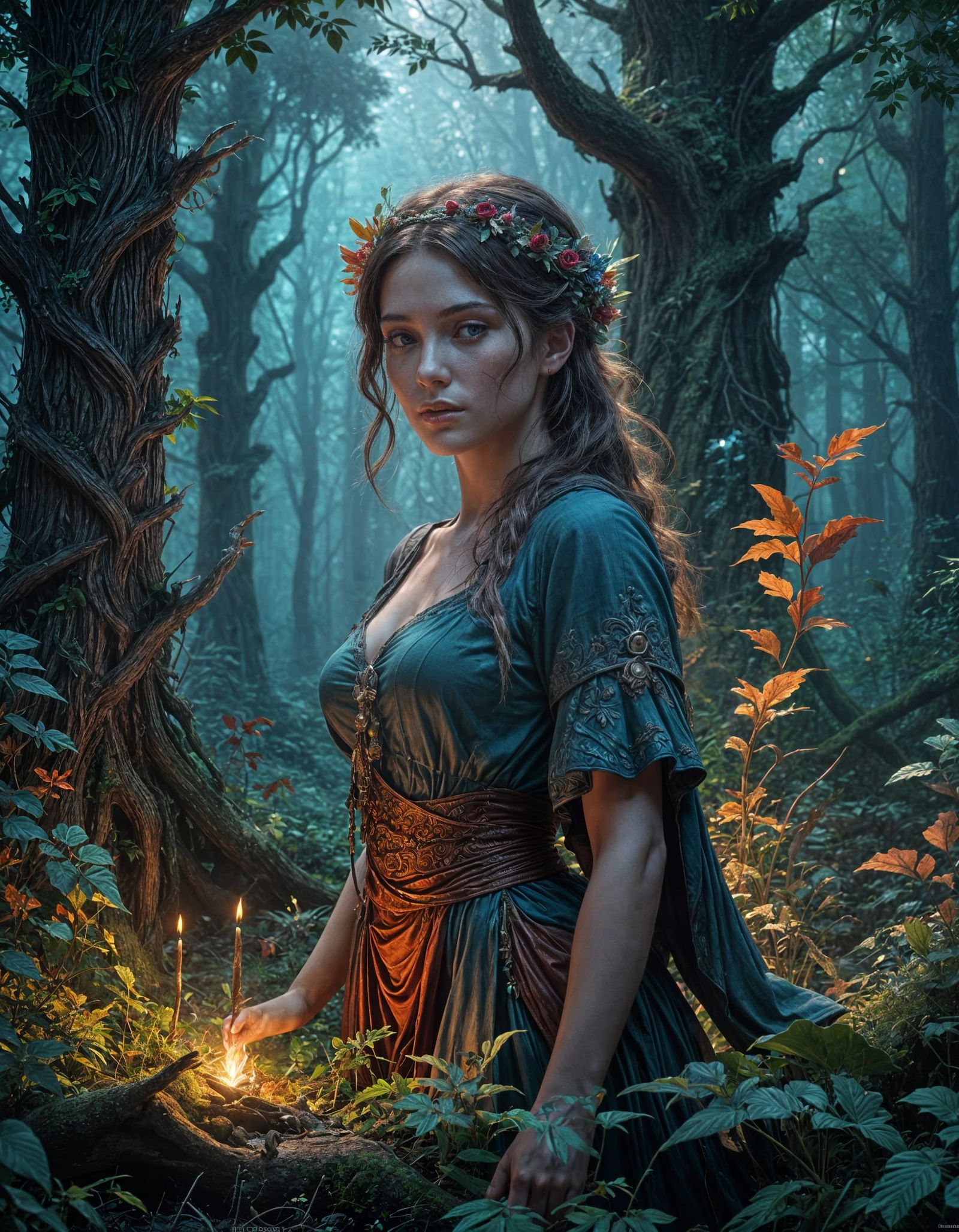 Dark Fantasy Goddess Unveils Ancient Forest Altar in Splendi...