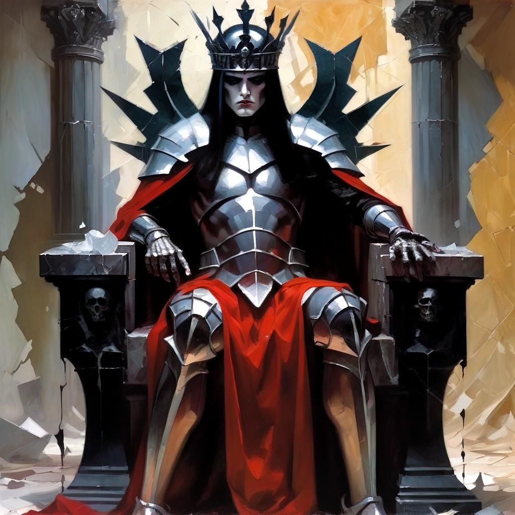 Shattered Emperor on Shadow Throne in Cubist Style