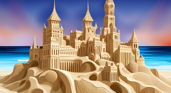 Detailed Sandcastle Masterpiece with Volumetric Lighting