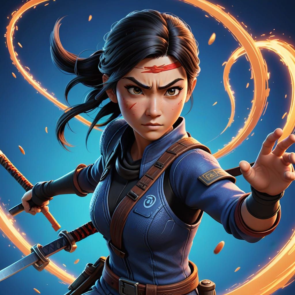 Action-Packed Manga Art in Vibrant Flat Style