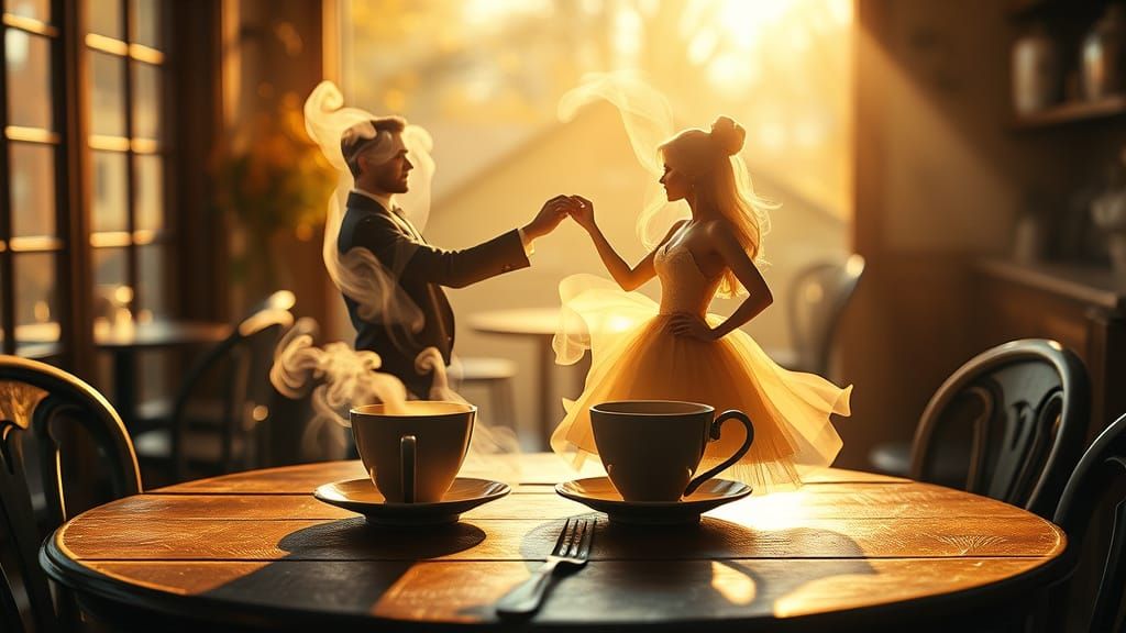 Coffee Steam Waltz: A Fantasy Concept Art