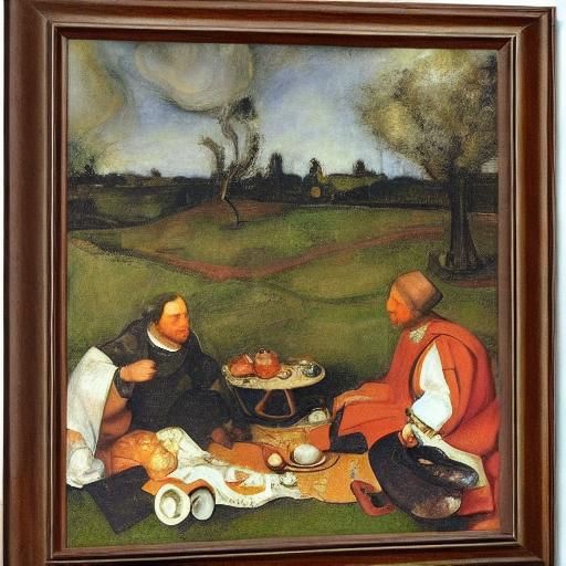 Figures Reading at Picnic, in Style of Old Masters