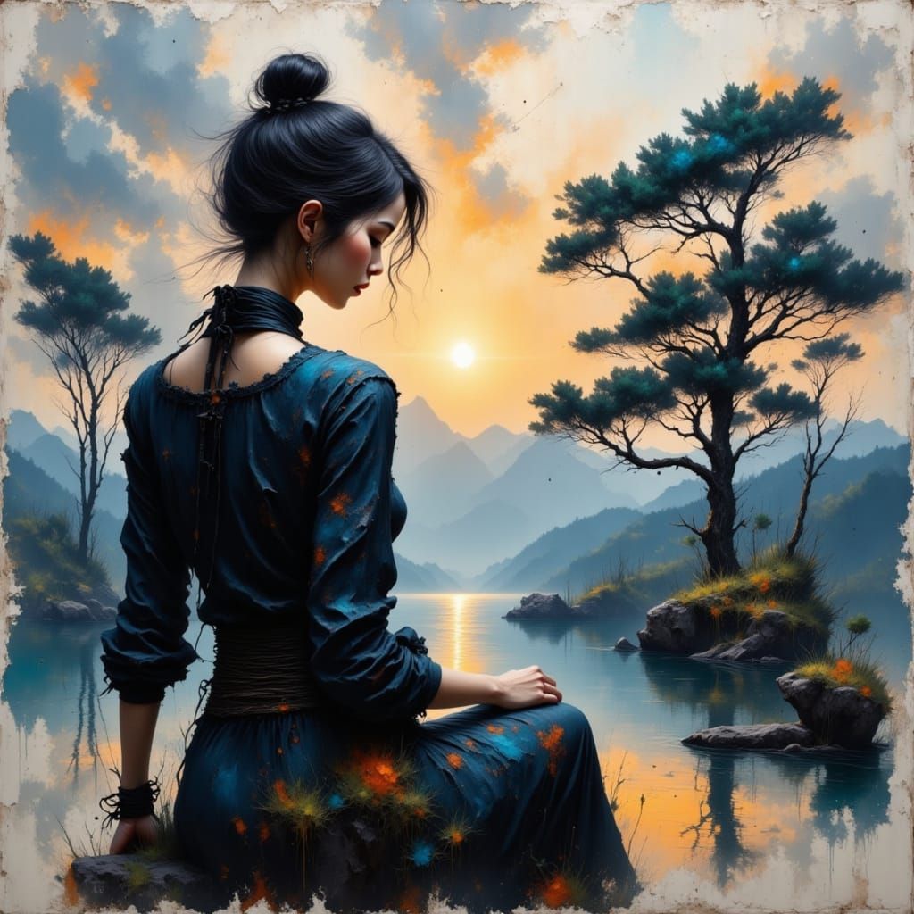 Abstract Textured Lines Digital Art