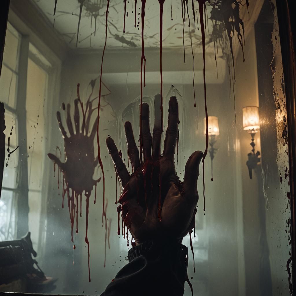 Ominous Hand Writes Redrum in Dark Fantasy Style