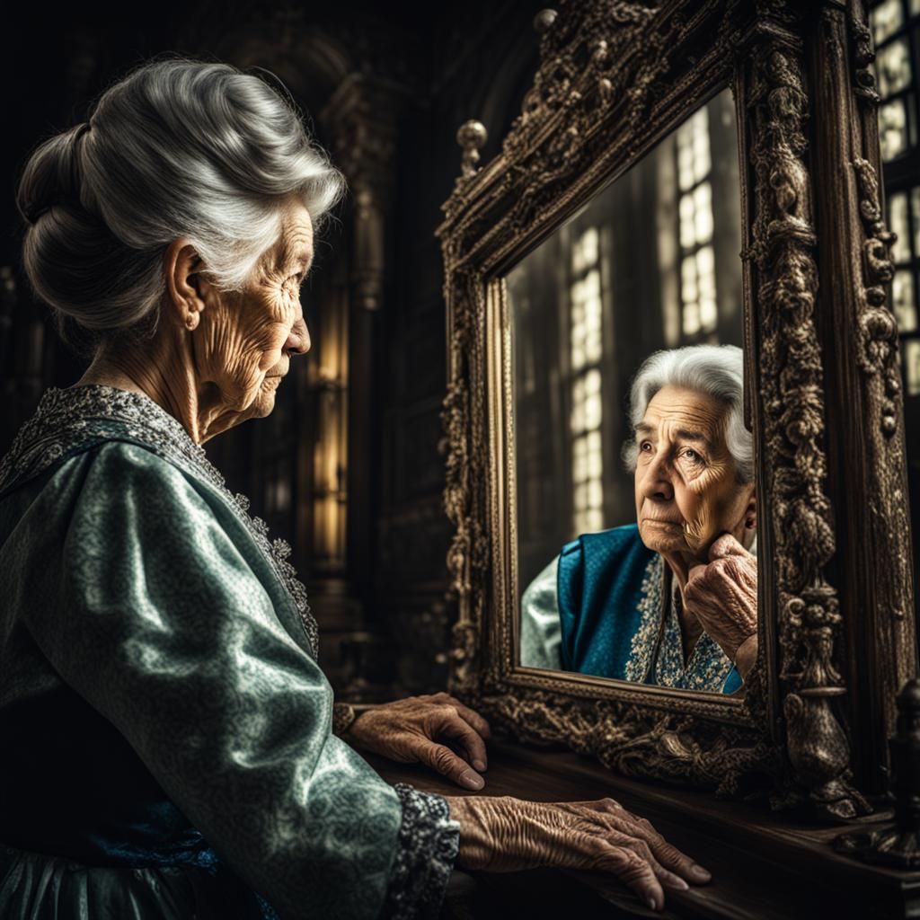 Old Woman and Princess Mirror Reflection