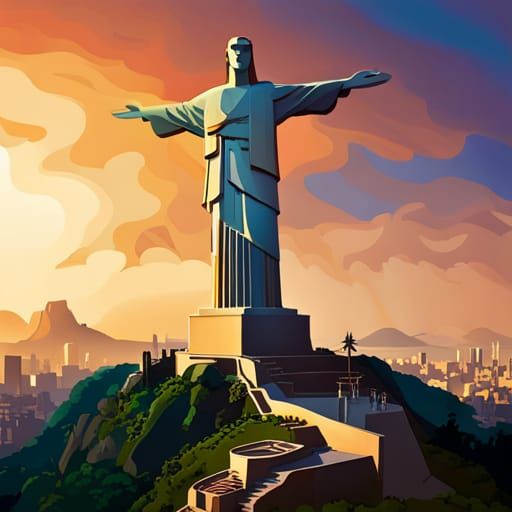 Christ the Redeemer Paper Sculpture in Golden Hour