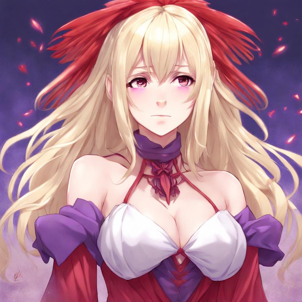 Anime Style Girl with Scales and Red Dress