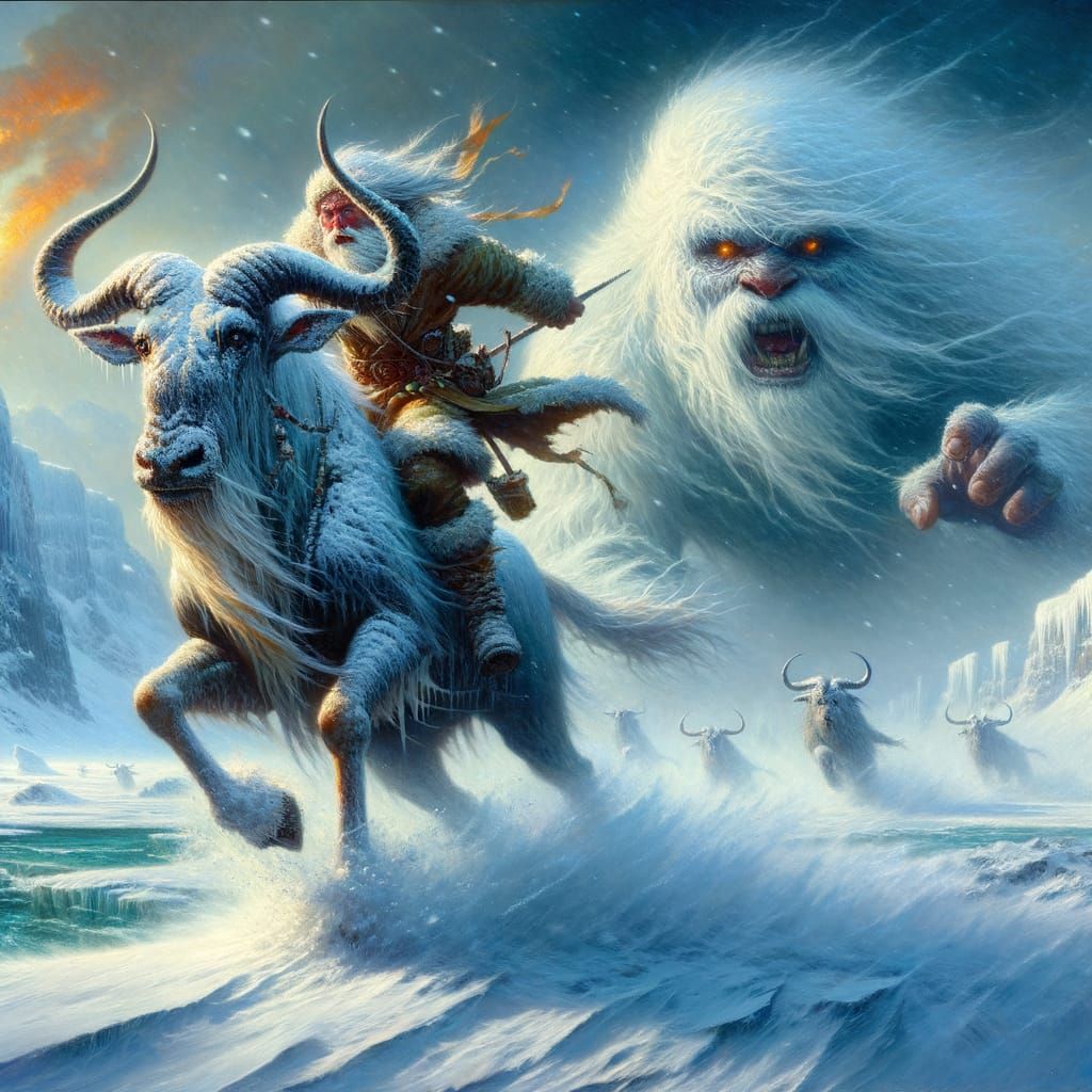 Surreal Winter Survival in Icy Brushstrokes