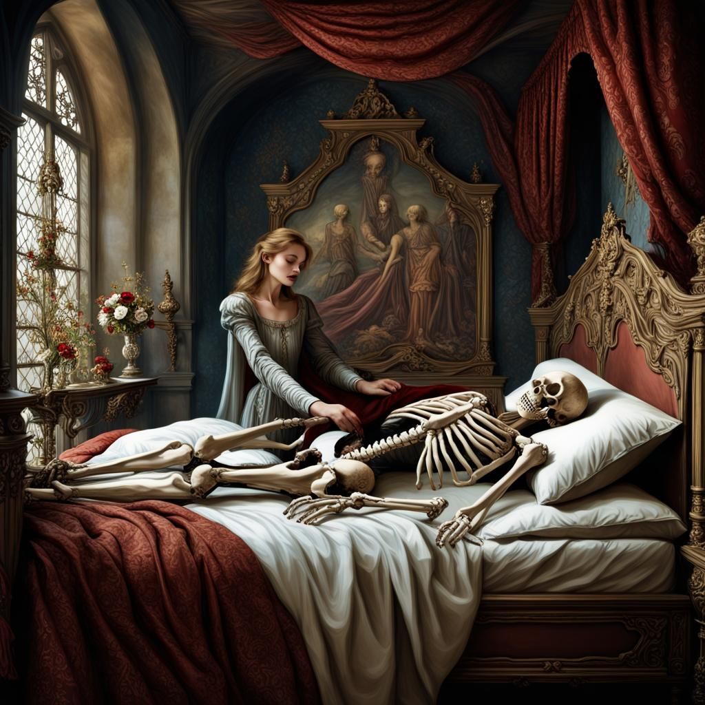Sleeping Beauty's Skeleton Awakened by a Kiss