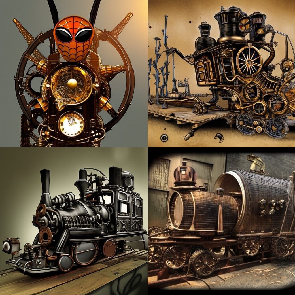 Steampunk Spiders Merged With Engine