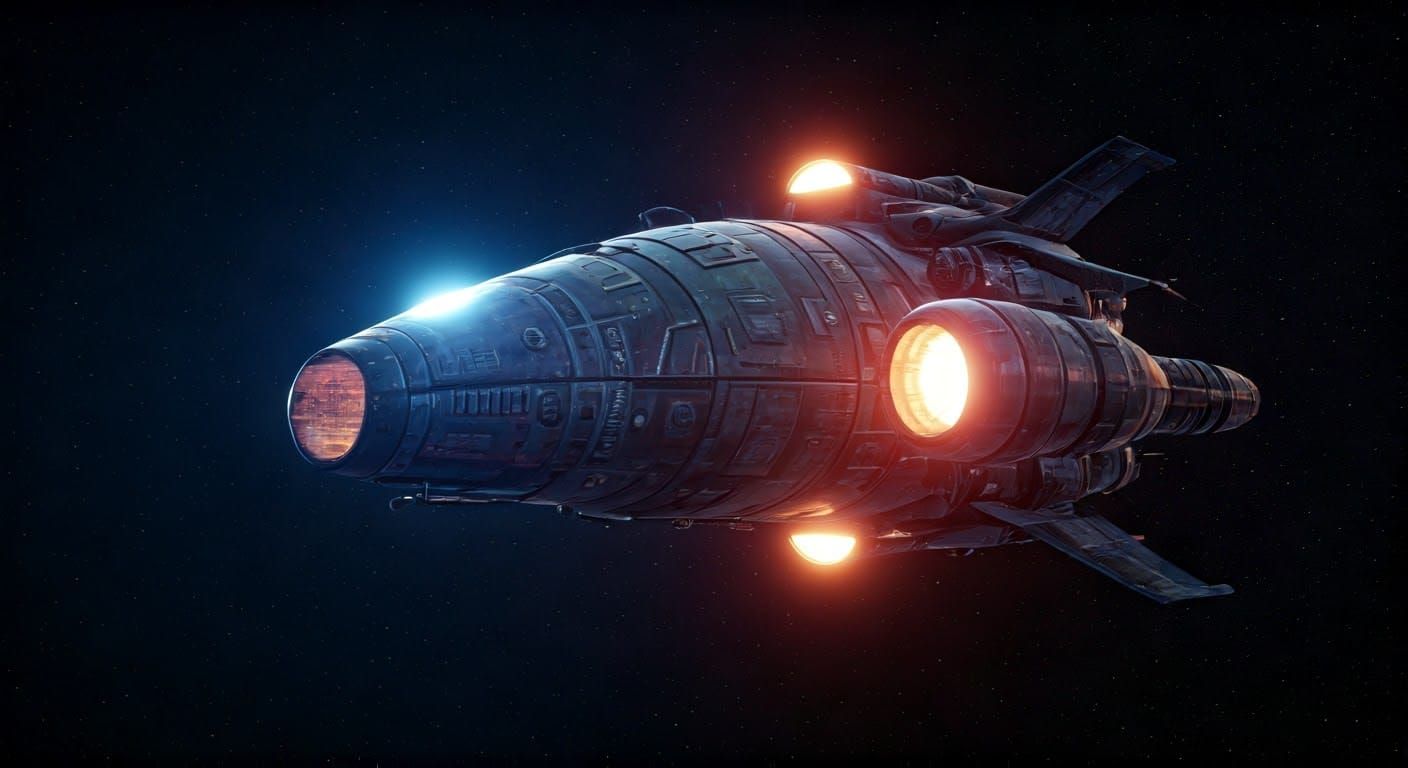 Hyperrealistic Firefly-Galactica Spaceship in Cosmic Scene