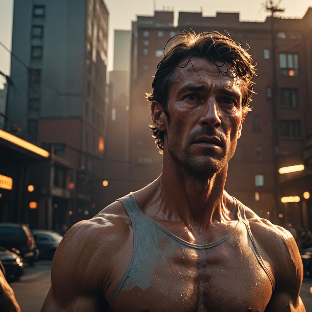 Intense Workout: Cinematic Golden Hour Still