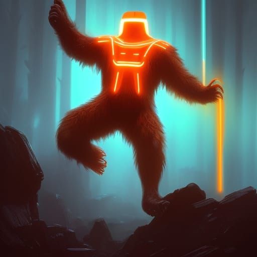 Bigfoot as Native American in Tron Style