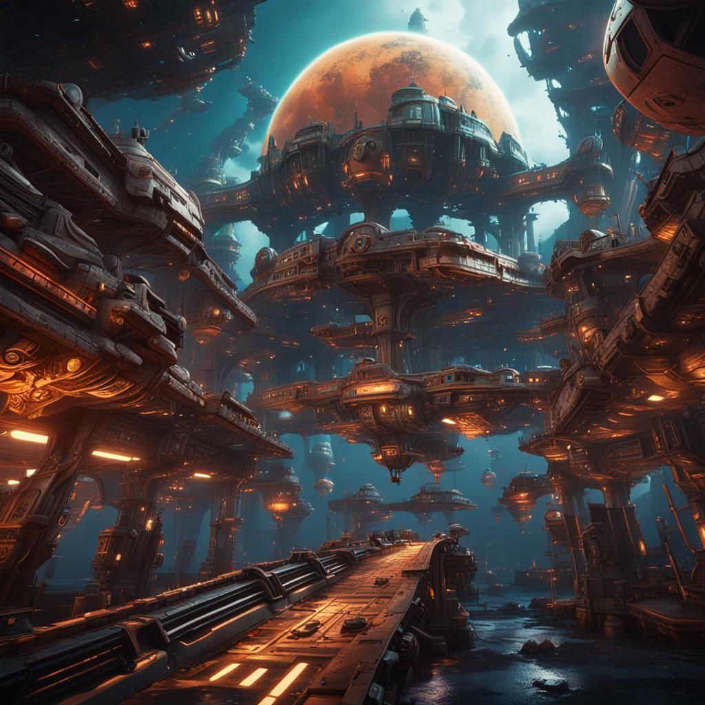 NFT Spaceship Game: Detailed Matte Painting