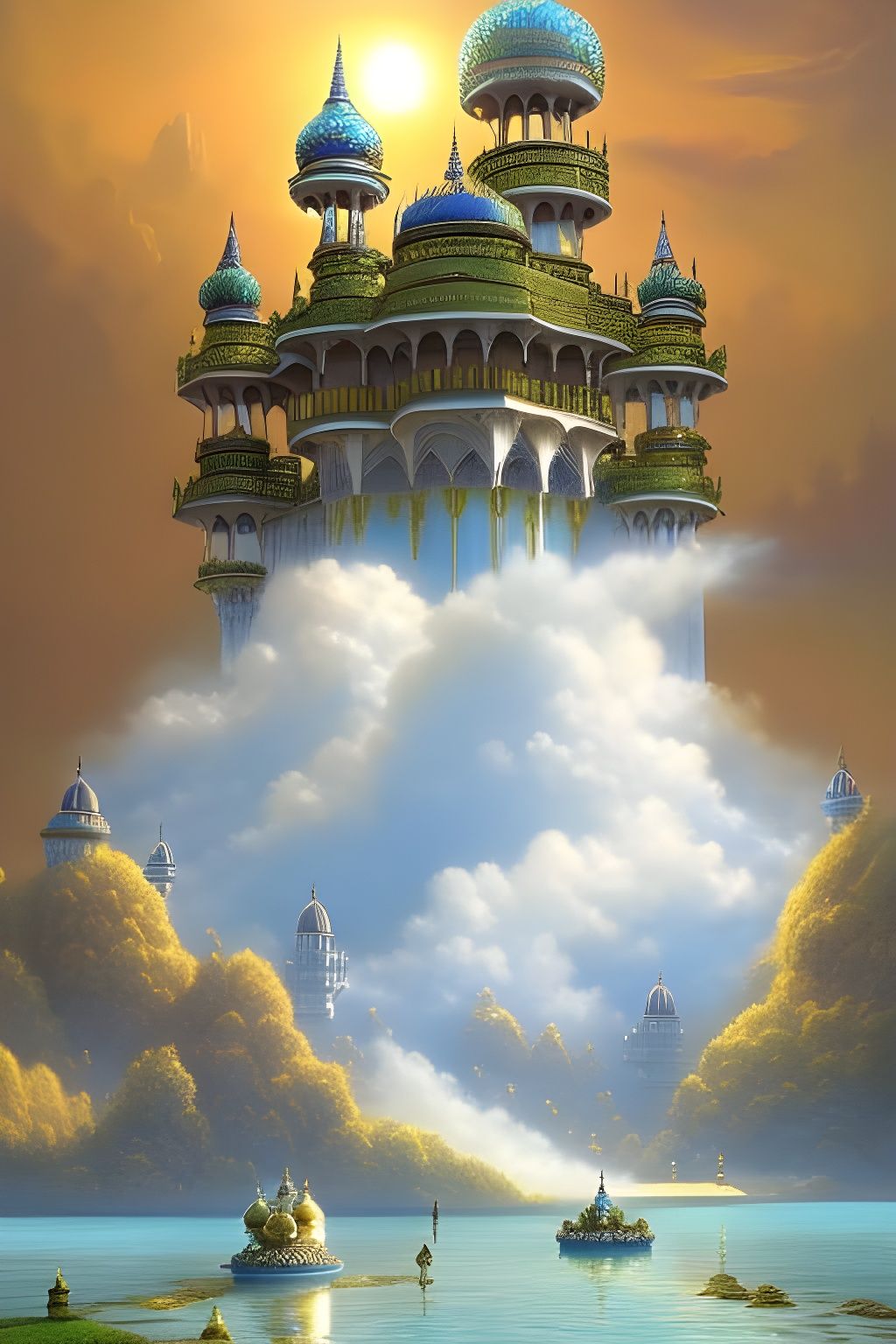 Azure Mughal Palace: A Jeweled Paradise