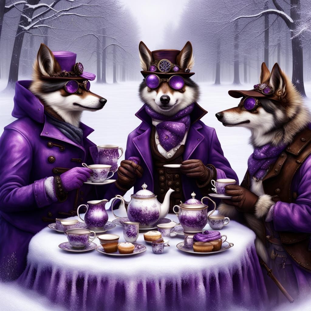 Steampunk Wolfpack Tea Party in Winter Wonderland