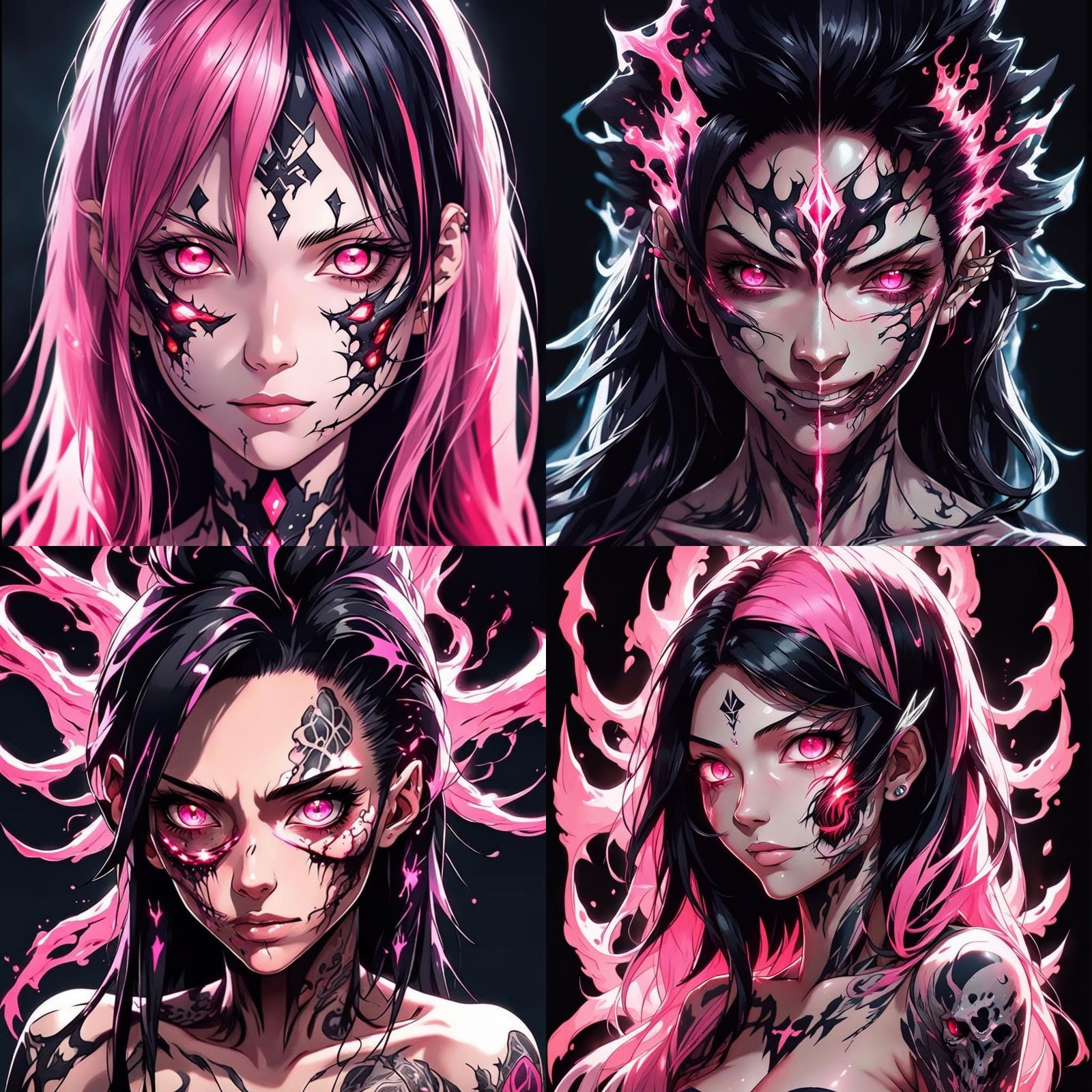 Duality Anime Figure with Glowing Tattoos