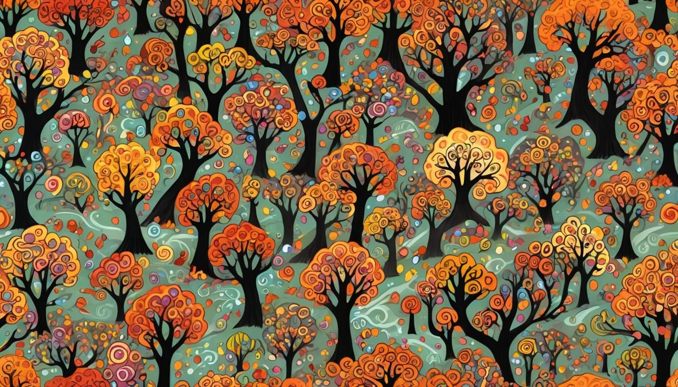 Spooky Candyland Autumn Scene with Caramel Tree