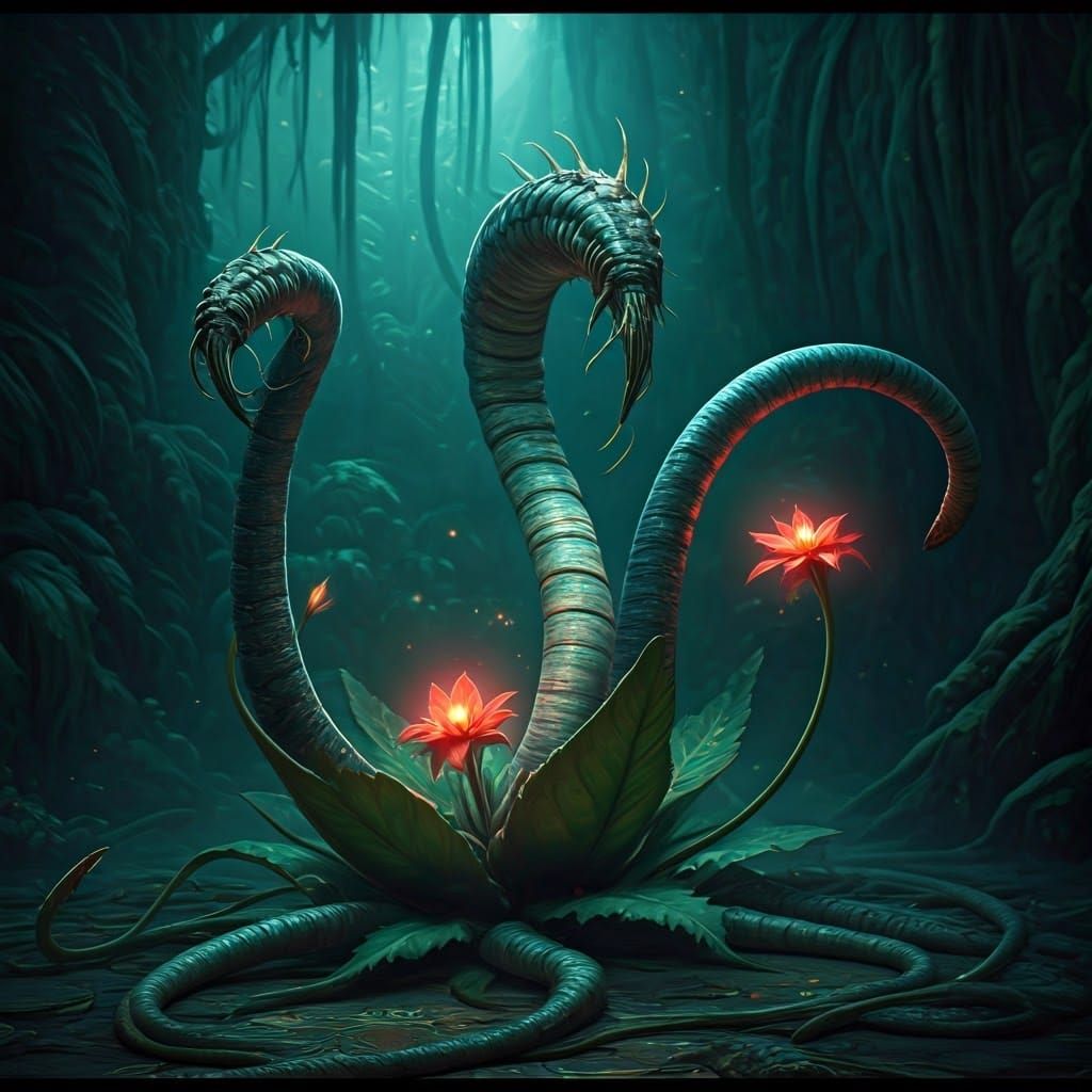 Xenomorph Carnivorous Plant in Dreamlike Setting
