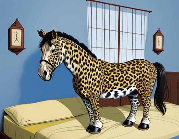 Horse in Leopard Pajamas Storybook Illustration