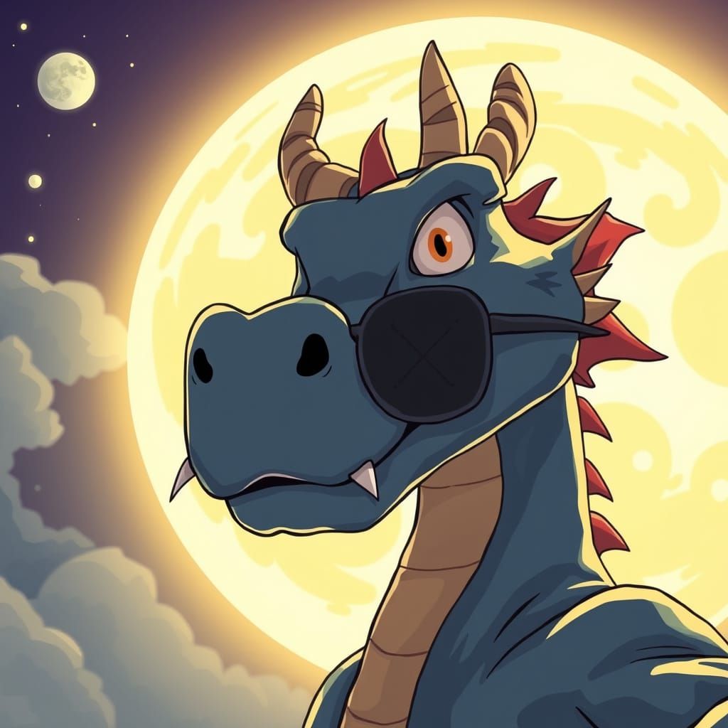 Dragon Selfie Under a Wild Moon