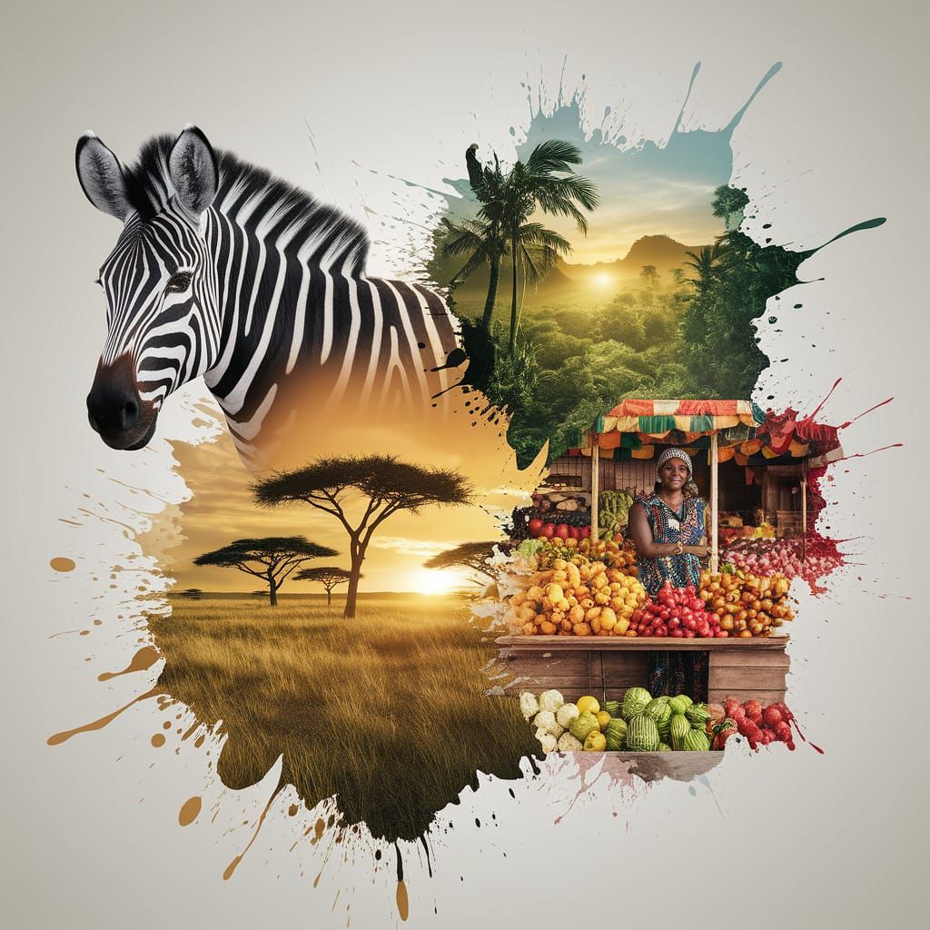 Abstract Africa Concept Art Merges Landscapes and Culture