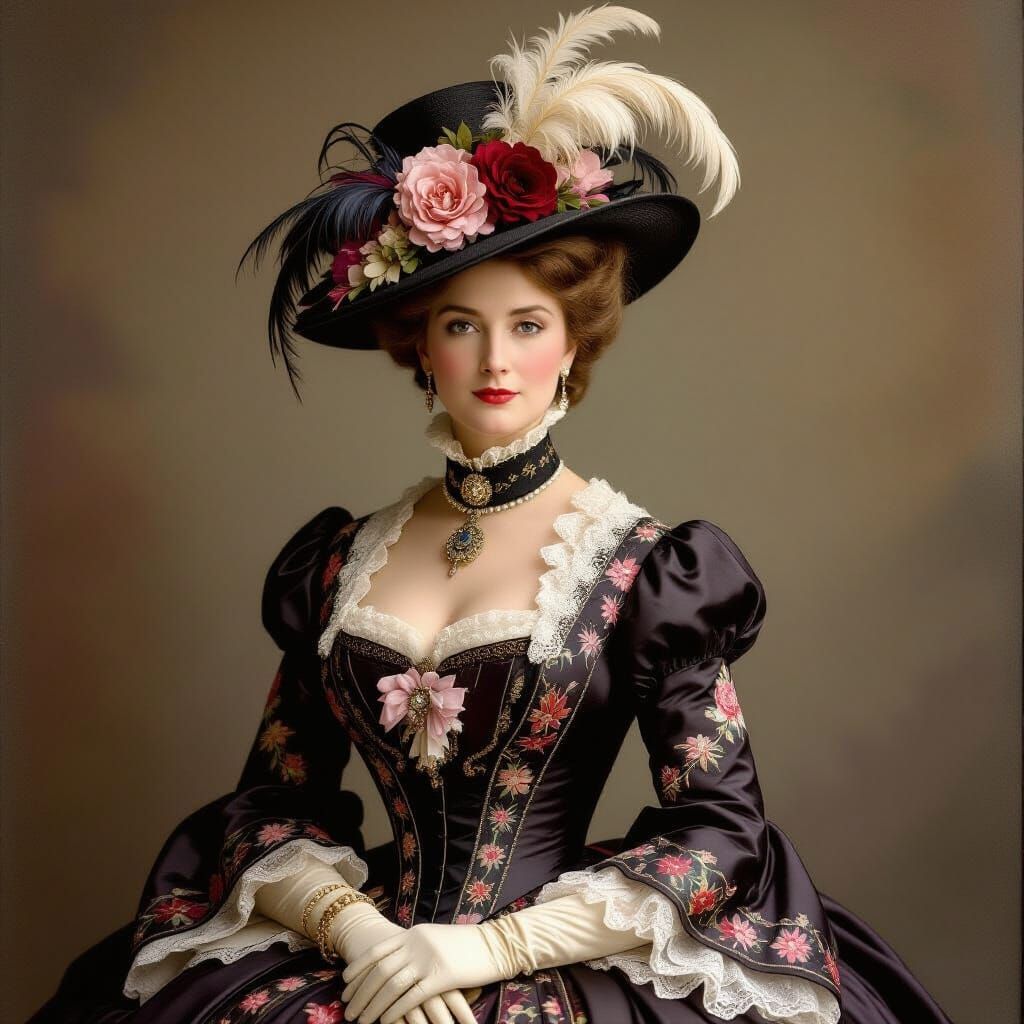 Edwardian Woman Portrait in Soft Studio Lighting